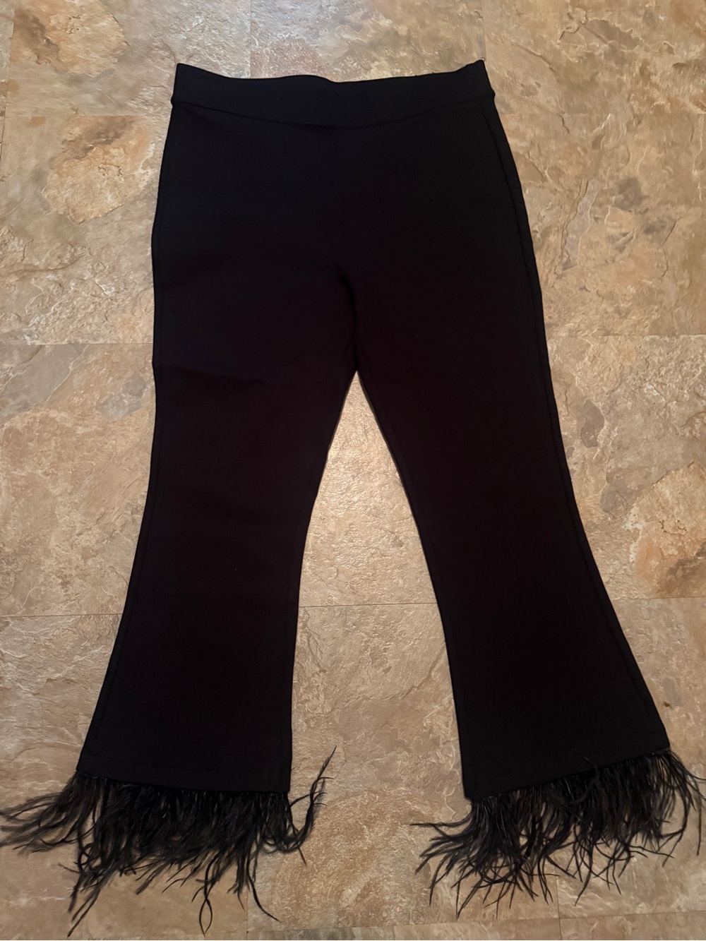 Anna & Ava Black Feather Trim Flare Pants